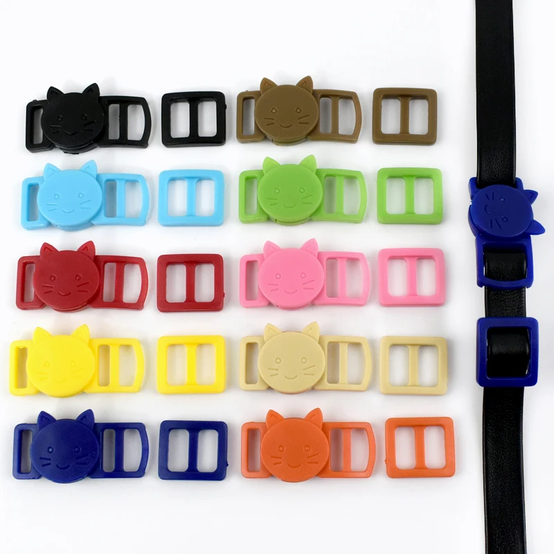 

50/100Sets Cute Pet Collar Plastic Release Buckle Webbing Strap Adjust Tri Glide Slider Clasp Safty Belt Breakaway Buckles Clips