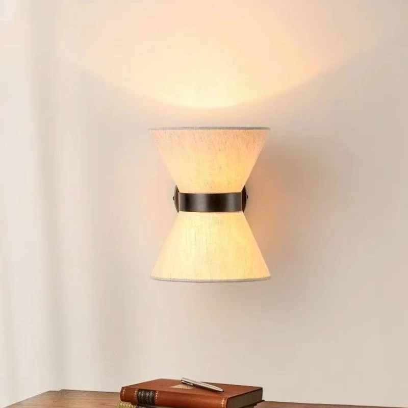 الشمال وابي سابي القنب اللون النسيج الفن الجدار ضوء الحد الأدنى صالون غرفة نوم السرير الممر جو داخلي LED تركيبات مصابيح #2