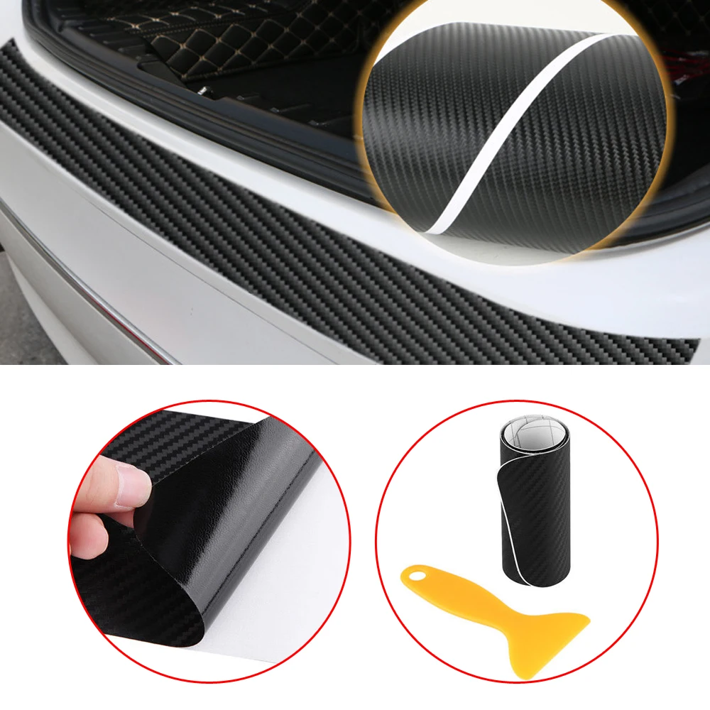 

Car Trunk Door Sill Plate Protector Rear Bumper Guard Styling Mouldings Anti-collision Sticker Corner Scratch Strip + Scraper