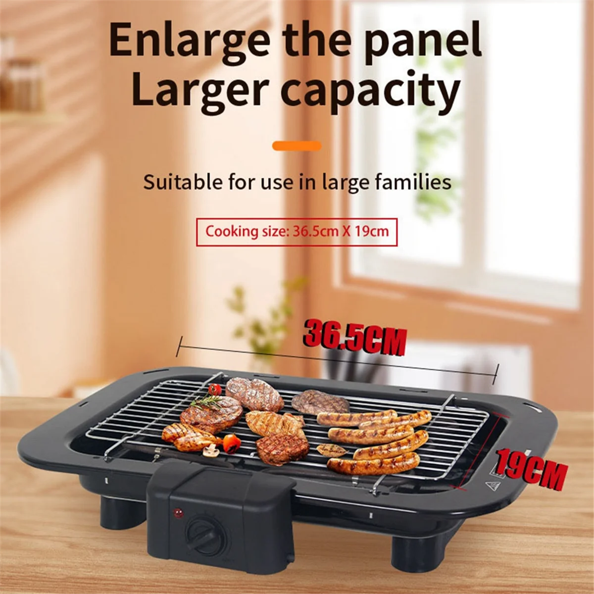 Parrilla eléctrica para interiores, parrilla eléctrica sin humo para interiores, barbacoa con red de parrilla extraíble y sartén antiadherente de 2200W EE. UU.