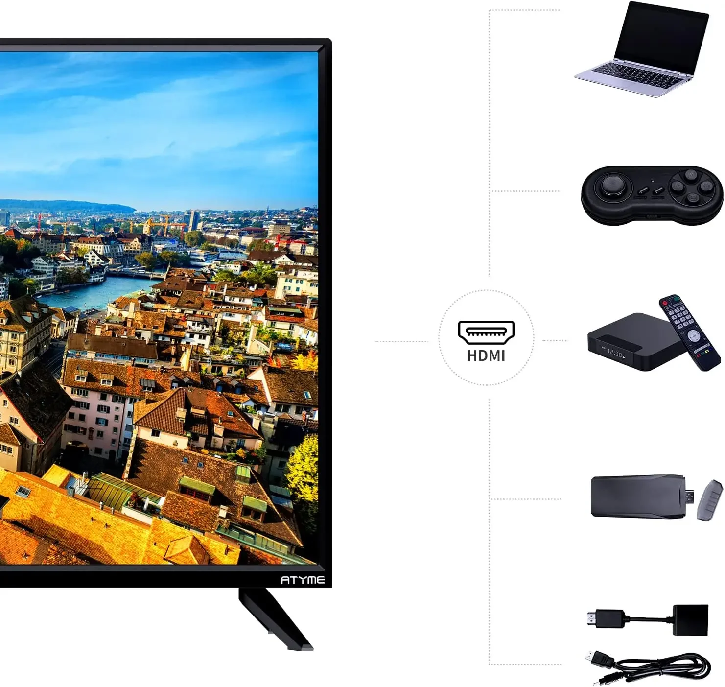 32 بوصة فئة 60 هرتز 720p HD LED TV شاشة مسطحة 1 * USB 3 * HDMI 1 * VGA ARC ثنائي القناة 8 واط مكبرات الصوت مراقبة التلفزيون 320GM5HD