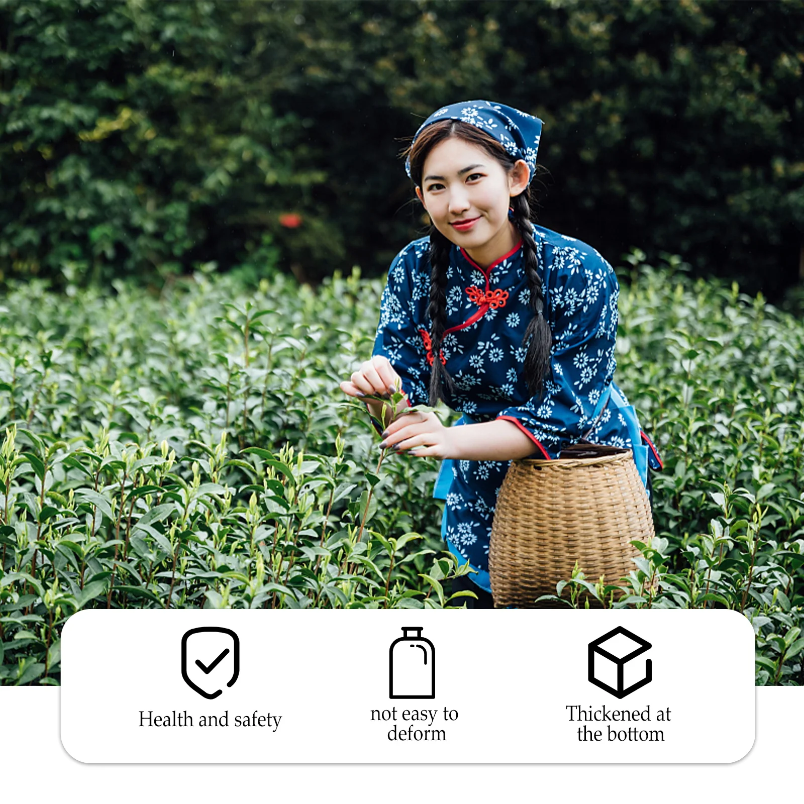 

Bamboo Woven Storage Handmade Flower Arrangement Container For Home Garden Household Basket Cloth Lining Daily