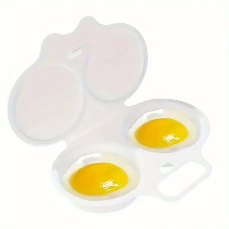 Microwave Egg Poacher Reusable Microwave Eggs Steamer 2 Cavity Nonstick Poached Egg Maker with Lid Egg Mold Kitchen Gadgets