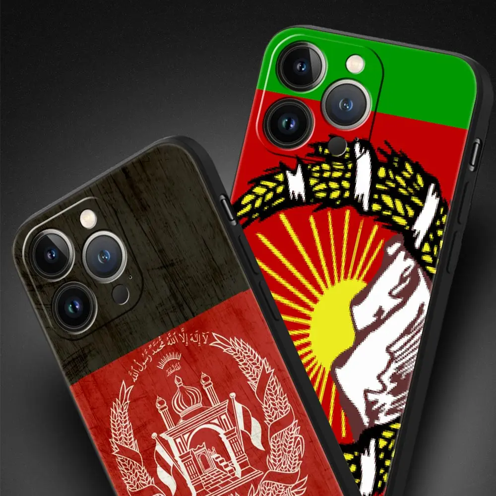 Afghan Afghanistan Flag Luxury Phone Case For iPhone 13 15 14 12 11 Pro MAX XR X SE XS 7 8 Plus iPhone13 15 14 Black Cover Shell view 3