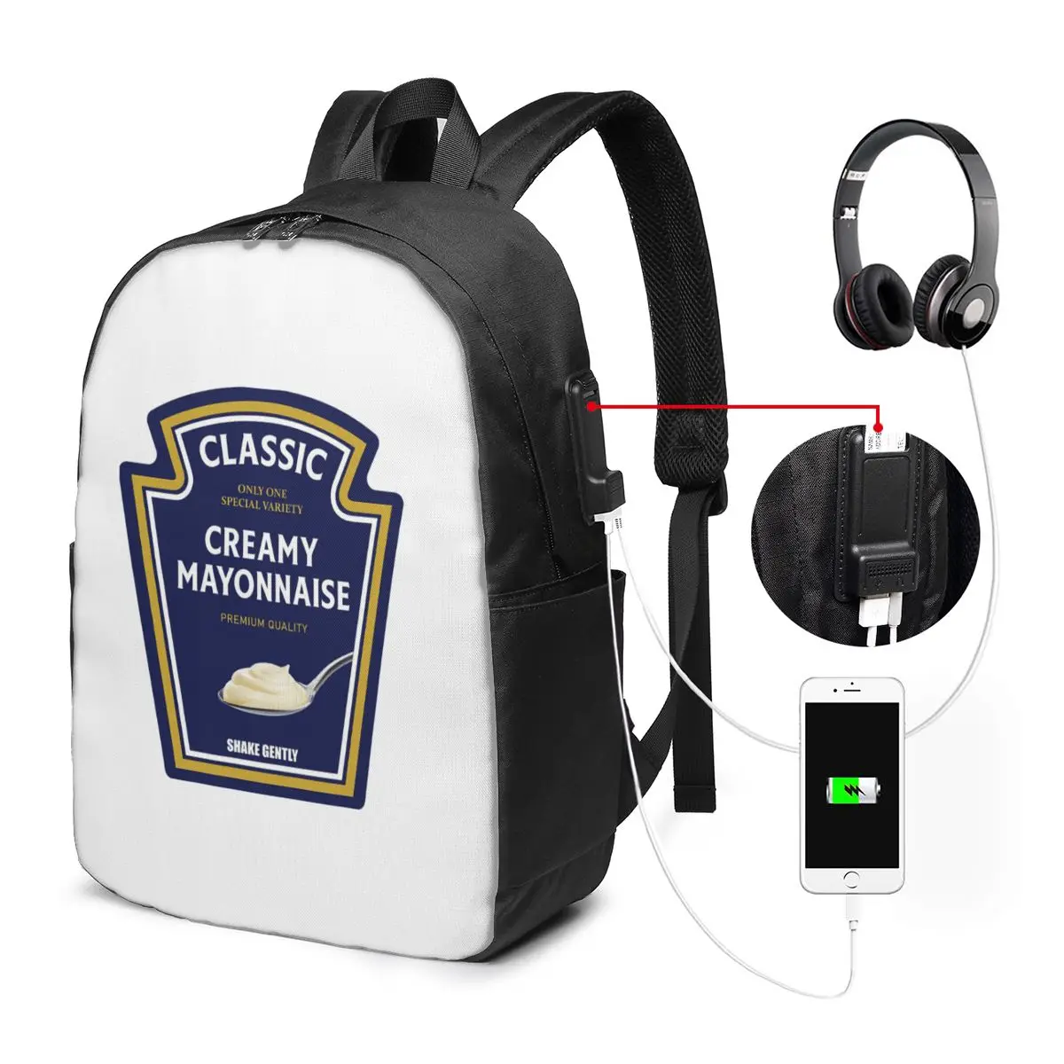 

Ketchup Mustard Mayo Backpack Travel Notebook Bag Computer College Student School Bag Laptop Shoulder Bags for Men Women
