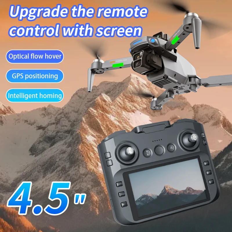 2025 Novo drone com câmera HD GPS 720P de nível profissional B8S-GPS com controle remoto de tela grande de 4,5 polegadas