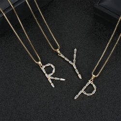 Classical A-Z Alphabet Pendants White Crystal Box Chain Letter Necklace for Party Birthday Jewelry Gift Wholesale