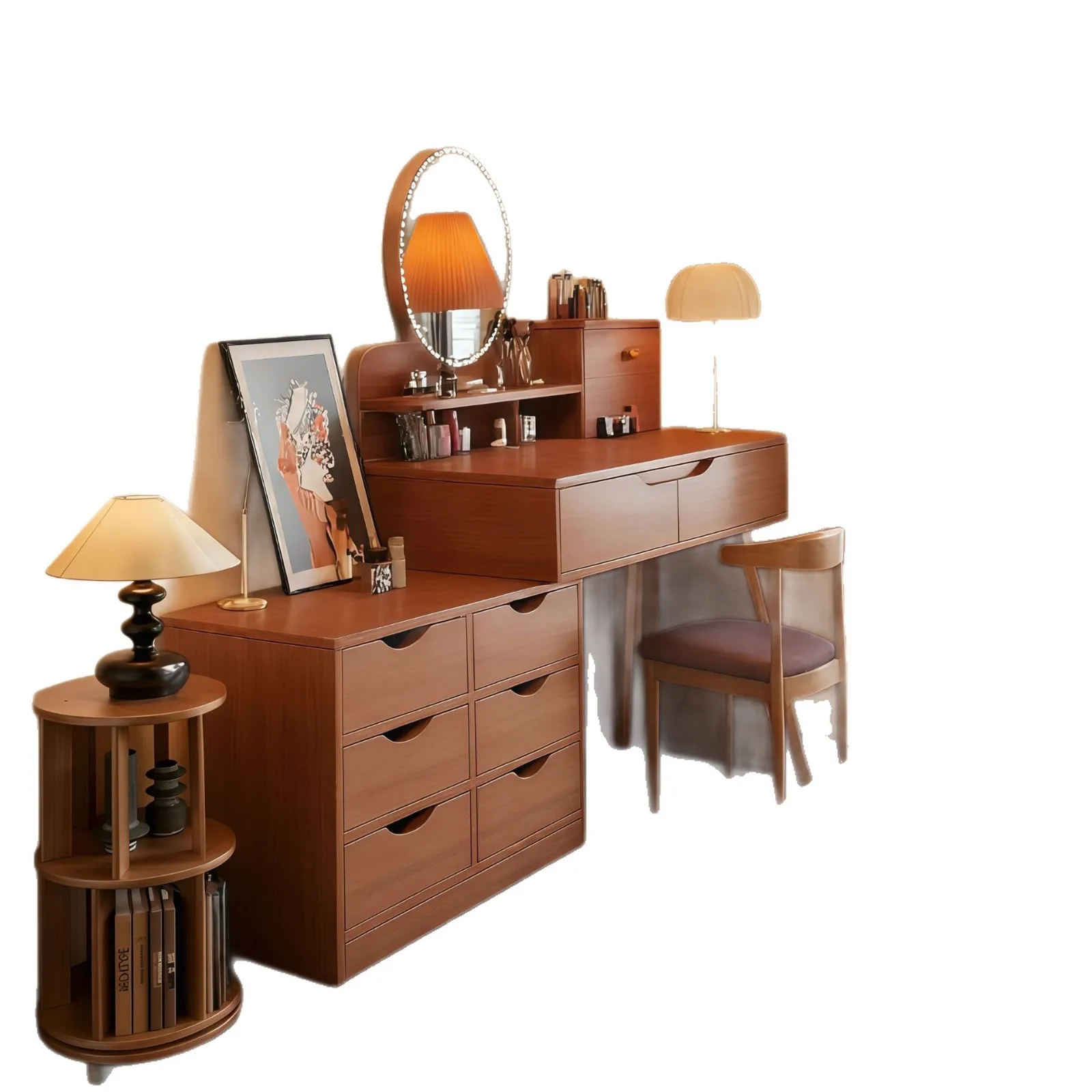 

Dresser, bedroom, retractable, chest of drawers, makeup, one piece, new Chinese style, high sense