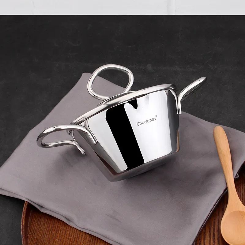 

F0804 Stainless Steel Double-ear Milk Pot Hot Oil Melting Butter Small Stew of Milk