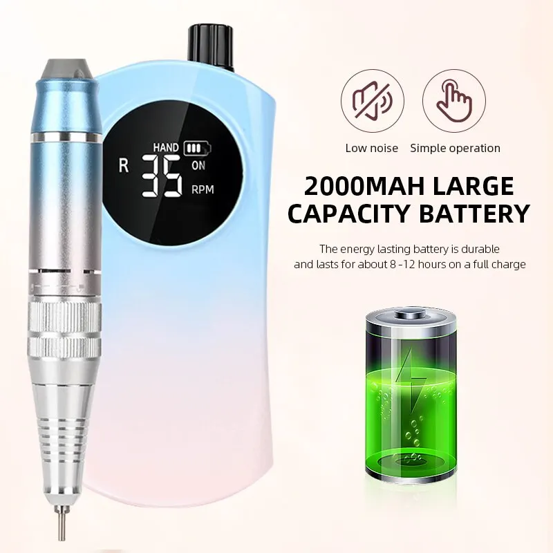 35000RPM Portable Electric Nail Drill Machine With LCD Display Nails Sander Rechargeable Manicure Machine