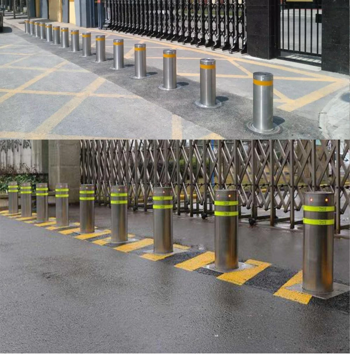 Outdoor Road Parking Bollard Pole Remote Control Retrac Automatic Hydraulic Bollards Post Installation