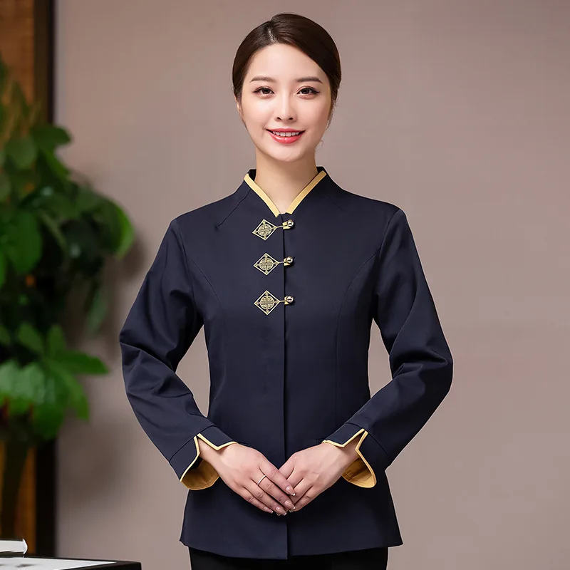 Dining Lobby Waiter Workwear Men's and Women's Long Sleeves Chinese Hot Pot Restaurant Welcome Clothes Aut