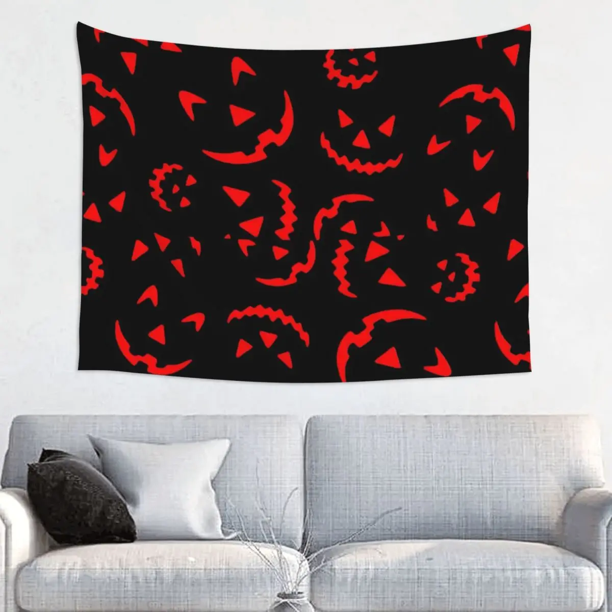 Horror Pumpkin Bat Halloween Tapestry Wall Hanging Print Fabric Tapestry Boho Blanket Room Home Decor Yoga Mat