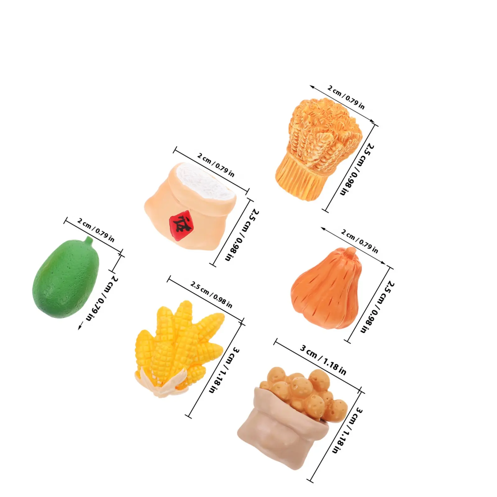 6Pcs Miniature Pastoral Landscape Decorative Vegetables Creative Fall Harvest Micro Garden Ornaments Home Decor Fake Fruit