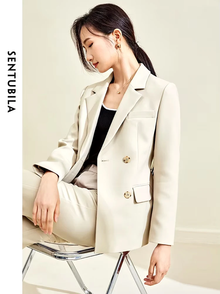 

SENTUBILA 2024 Autumn Two-piece Set Pants Suit Solid Elegant Blazer Pants Jacket Business Coat Female Trouser Suits 133Z49840