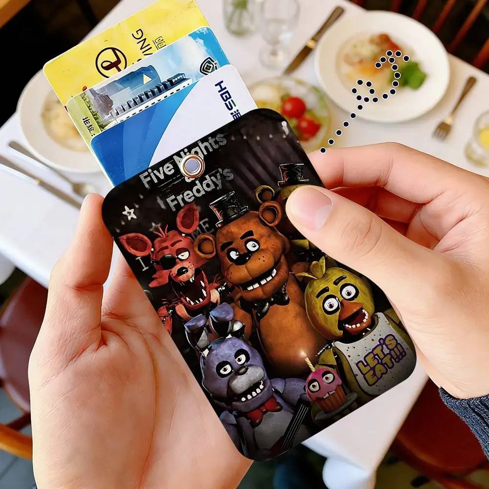 New FNAF Movie Game Style PU Access Card Holder with Keychain - Executive Protection for Bank card,Subway, Bus Card case