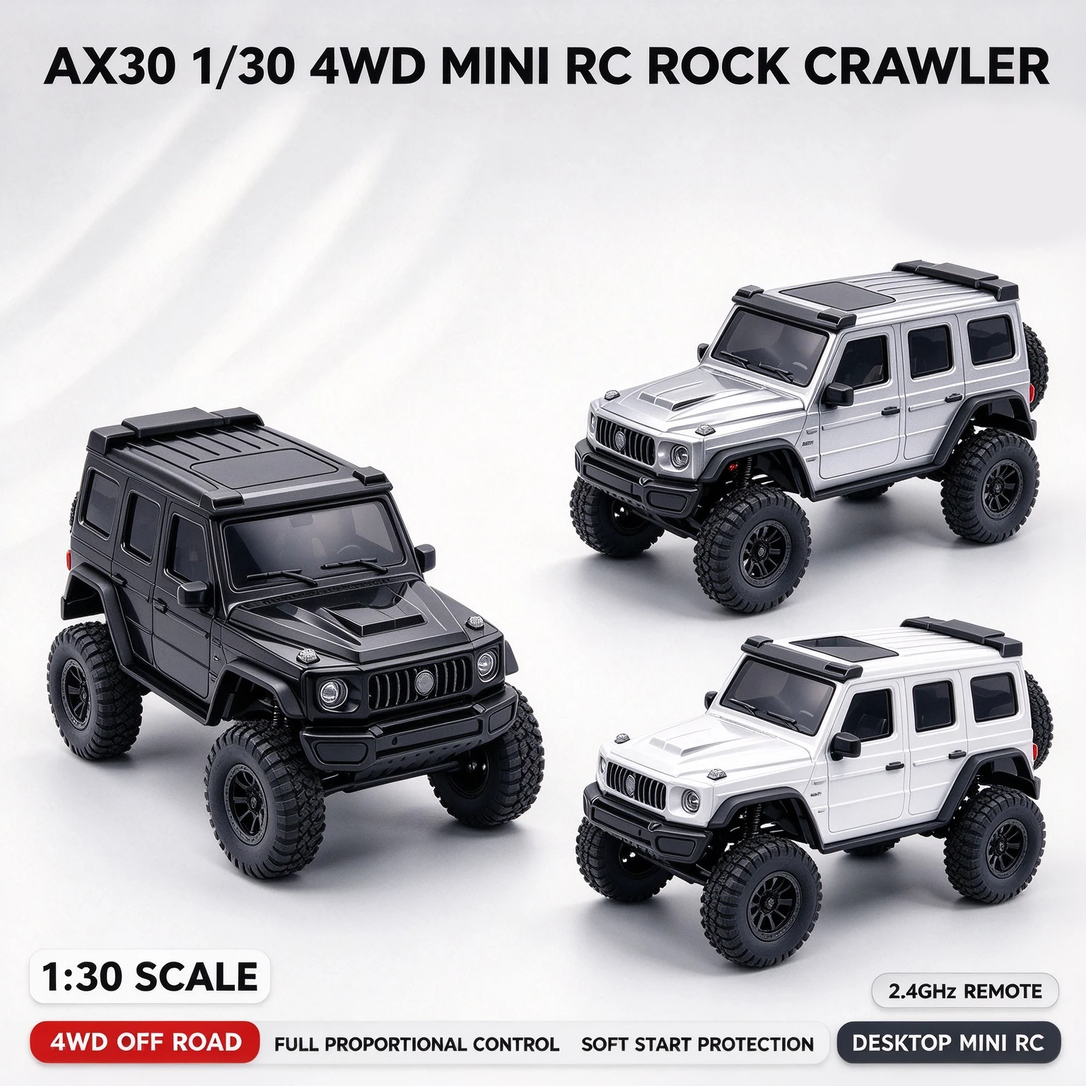 AX30 1/30 4WD Mini RC Rock Crawler Full Proportional RC Car Simulation Off Road Climbing Truck Desktop Model Hobby Toy Gift
