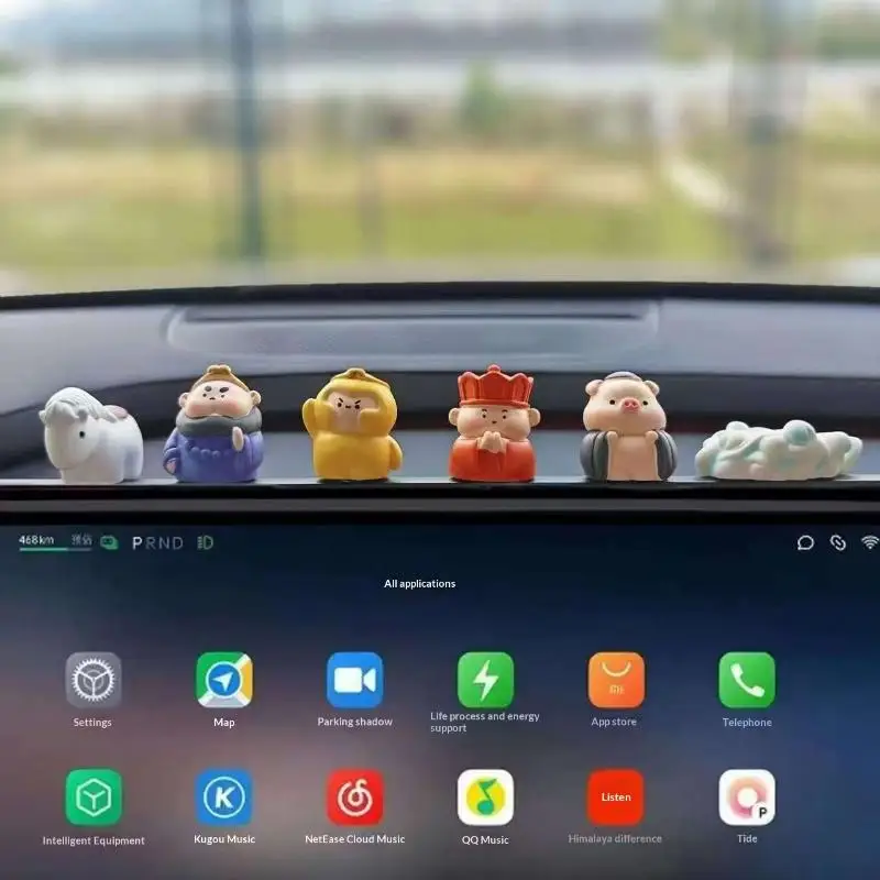 6pcs Car Ornaments Set Cartoon Journey Creative Cute Figures Small Desk Accessories for Office Home