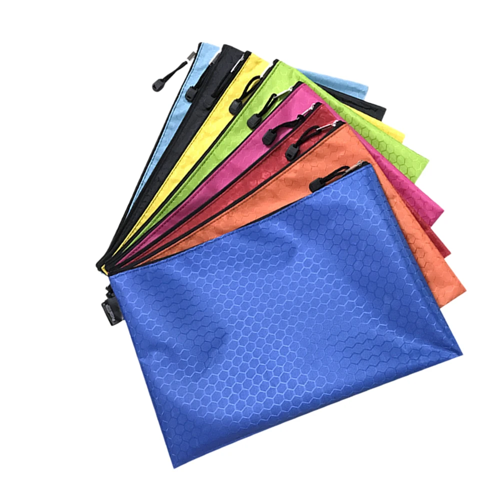 10Pcs Oxford Cloth File Bag Pattern Waterproof A4 Size Travel Document Organizer
