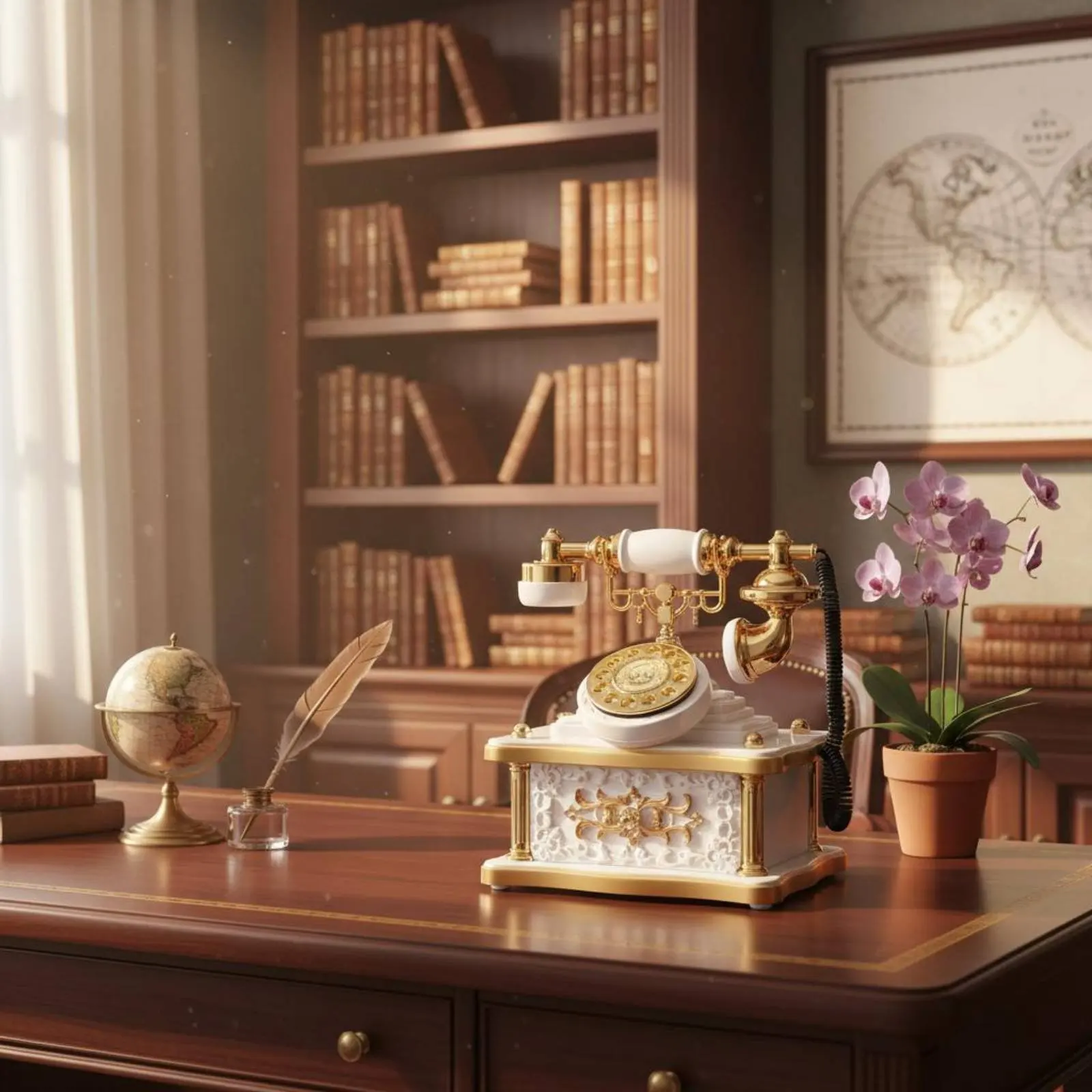 Retro Telephone Melody Box Nostalgic Feel Antique Design Desk Phone Decor Vintage Phone Ornament Decorative House Decoration