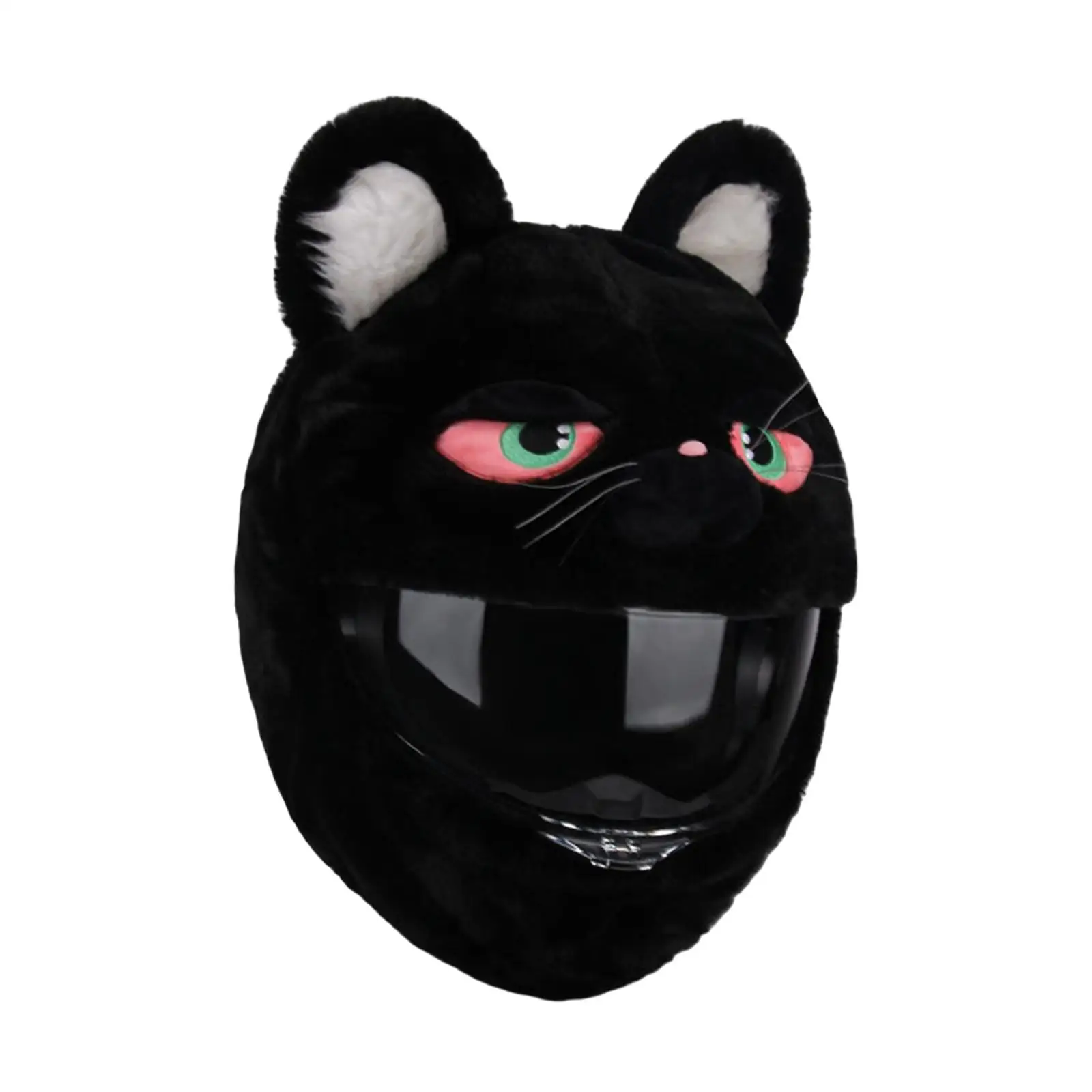 Cartoon Black Cat Motorcycle Helmet Cover Windproof Accessory Full Face Short