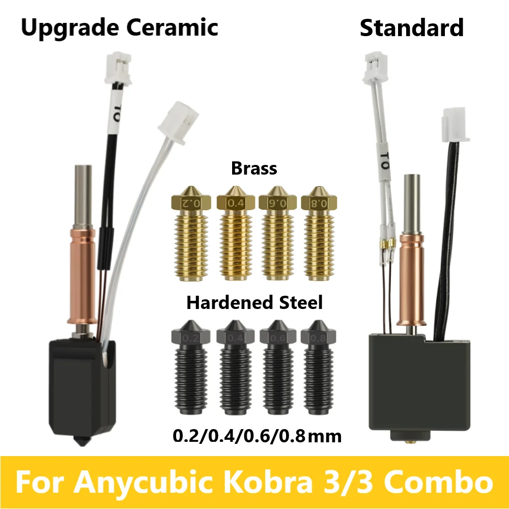 For Anycubic Kobra 3 Hotend Upgrade Ceramic Hotend Standard Hotend Kobra 3 Combo Nozzle Kobra 3 V2 Print Head Accessories