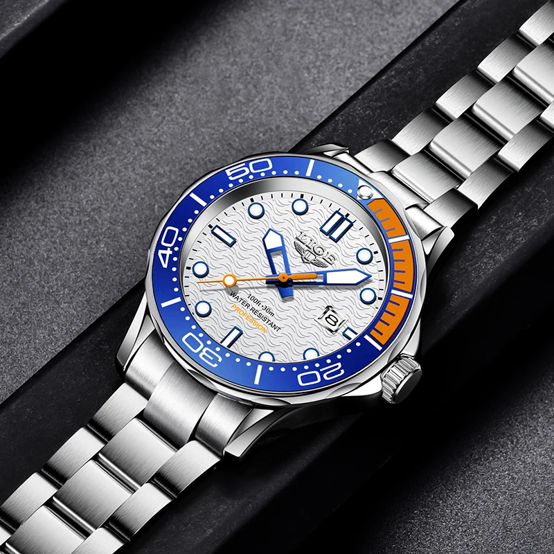 LIGE Stainless Steel Quartz Man Watch Casual Fashion Top Brand Luxury Auto Date Waterproof Luminous Simple Watches for Men Gifts
