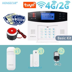 HOMSECUR APP Controlled Wireless &Wired WIFI 4G SMS Autodial Home Burglar Intruder Alarm System SOS Intercom 2 Remote Controls