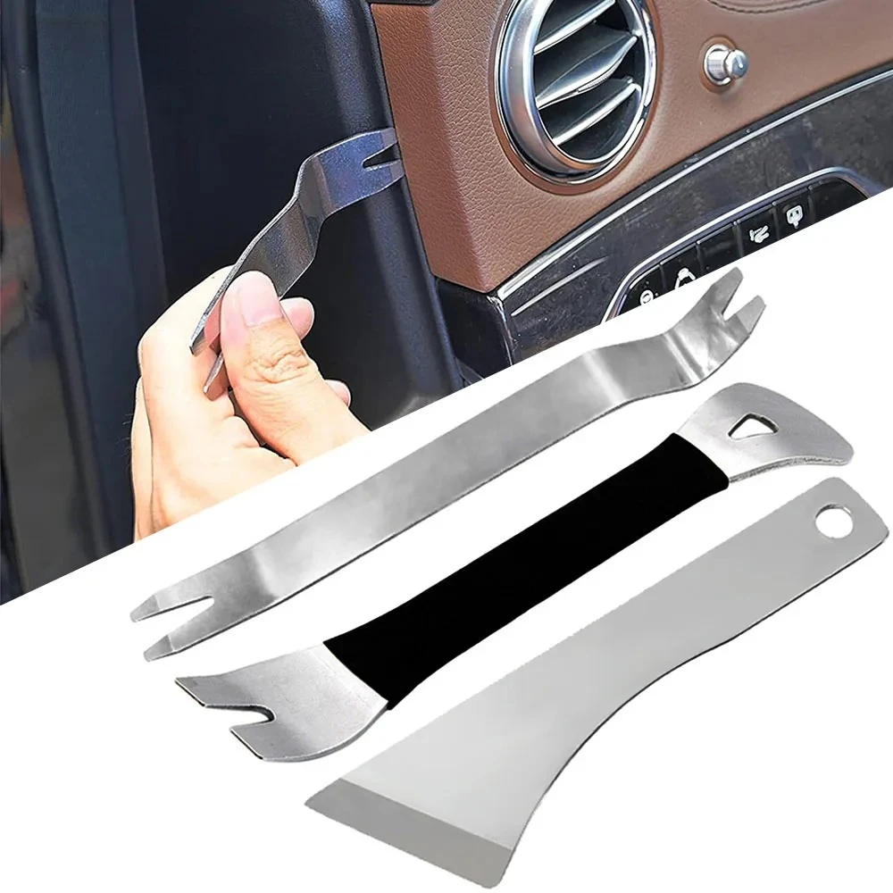 3PCS Stainless Steel Auto Trim Removal Tool Kit Car Door Panel Audio Radio Pry Tools Automotive Interior Repair Set Repair Tools