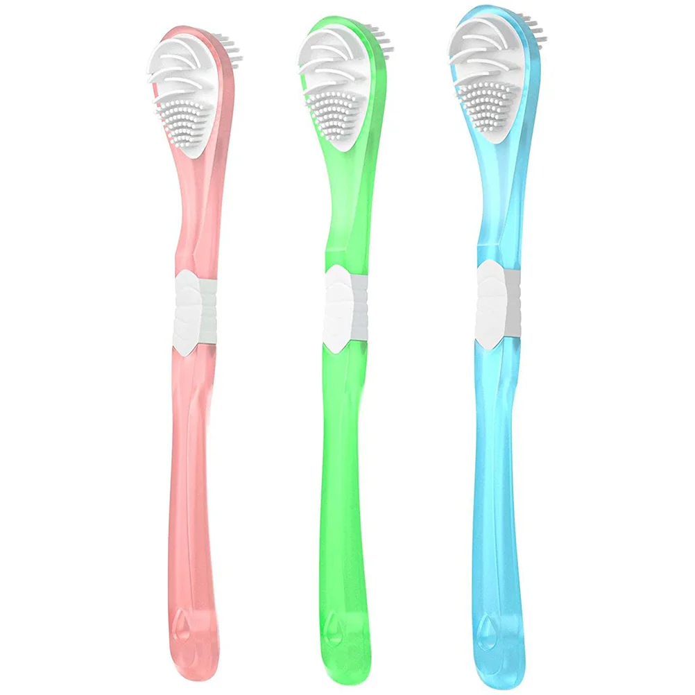 

3 Pcs Scraper Silica Gel Ergonomic Design Removes Residue Reduces Bad Breath Dental Tools Tongue Clean Brush