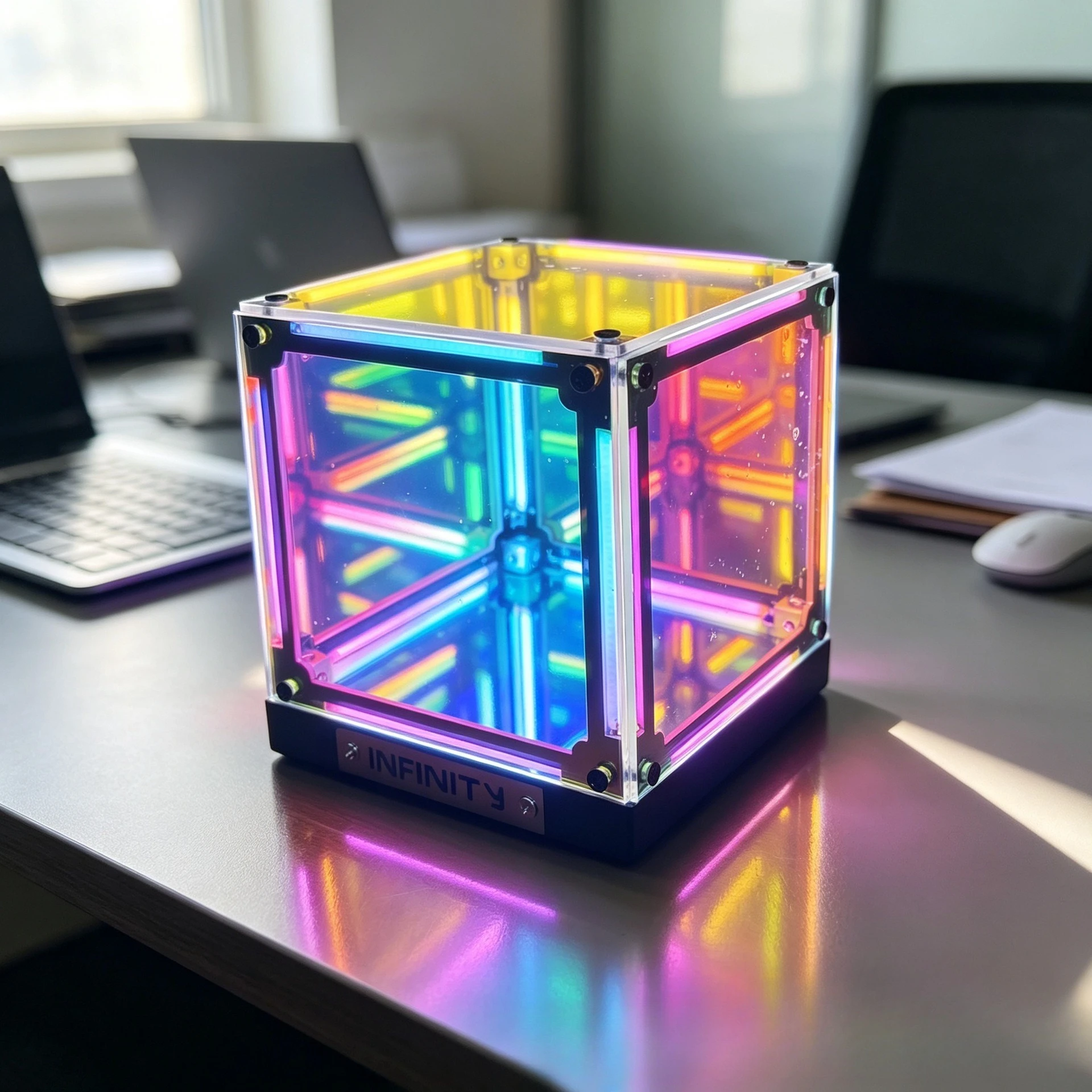 Gaming Room Desktop Atmosphere Light Creative Fashion Esports Cubic Ornament White   Tech Abyss Magic Cube 4D Space Stereo