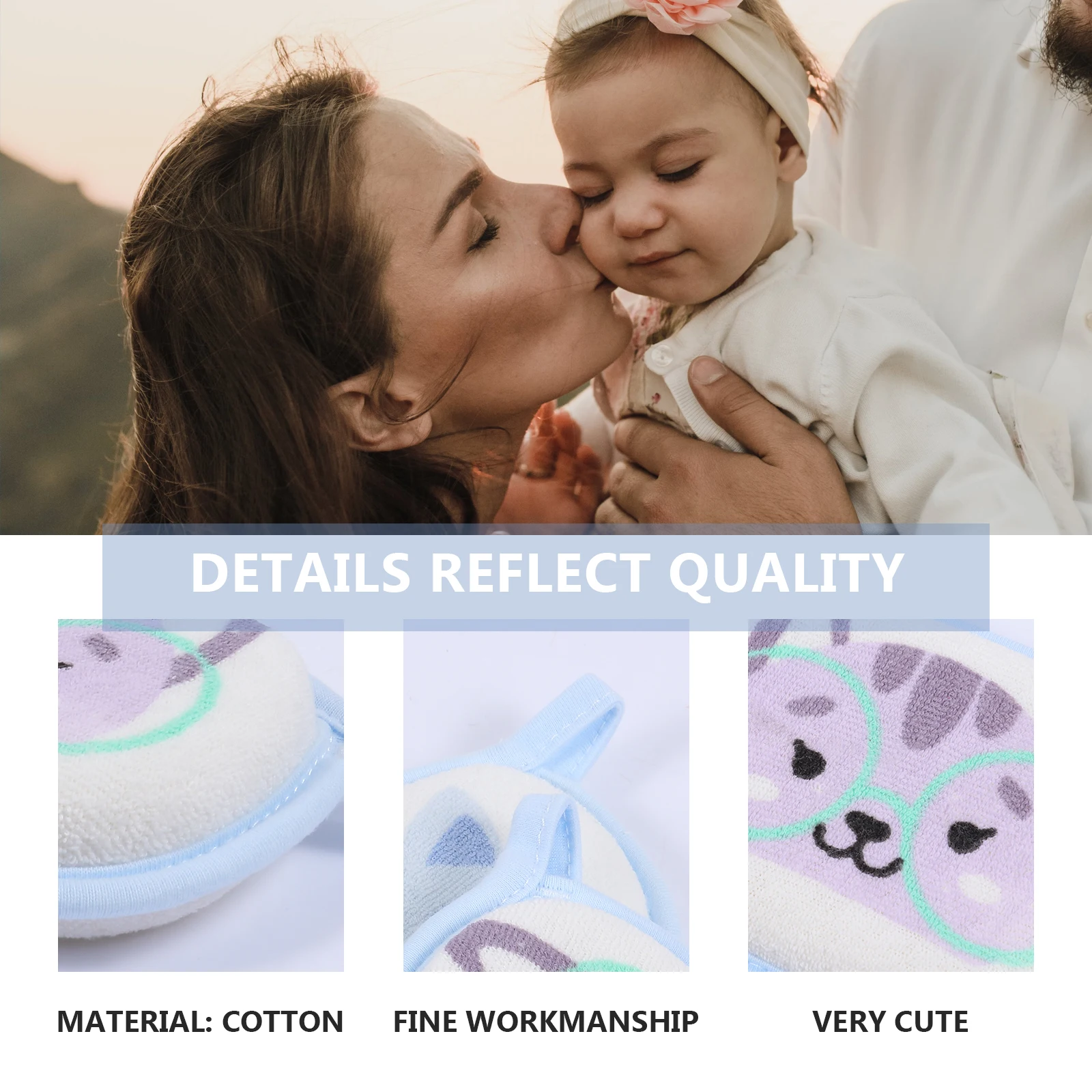 

3pcs Baby Bath Sponge Cotton Shower Scrubber For Toddler Infant Kids Cartoon Design Bathing Brush Lanyard Strong Cleaning