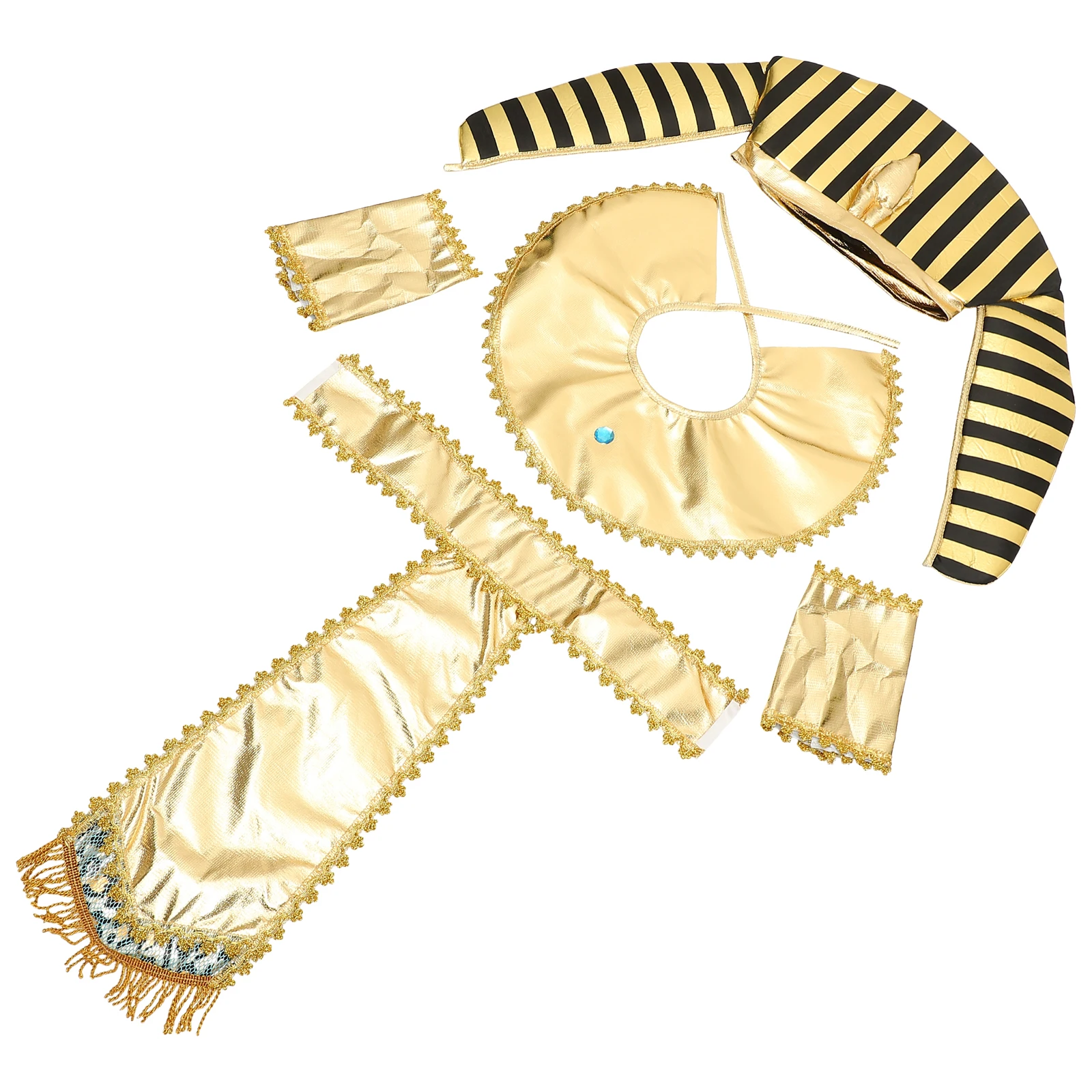 Abiti Faraone Trucco e abbigliamento Costume antico Forniture per cosplay di Halloween Dorato