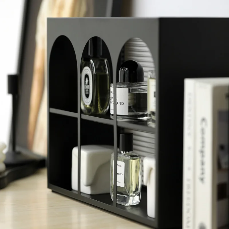 Arch Shape Storage Shelf Ins Wind Cosmetics Perfume Storage System Iron Display Rack Acrylic Cup Rack