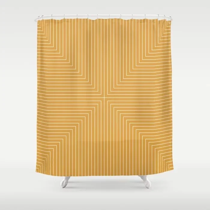 Simple Geometric Linear Pattern Bathroom Curtains Home Decor Waterproof Bathtub Creative Personality Shower Curtains with Hooks