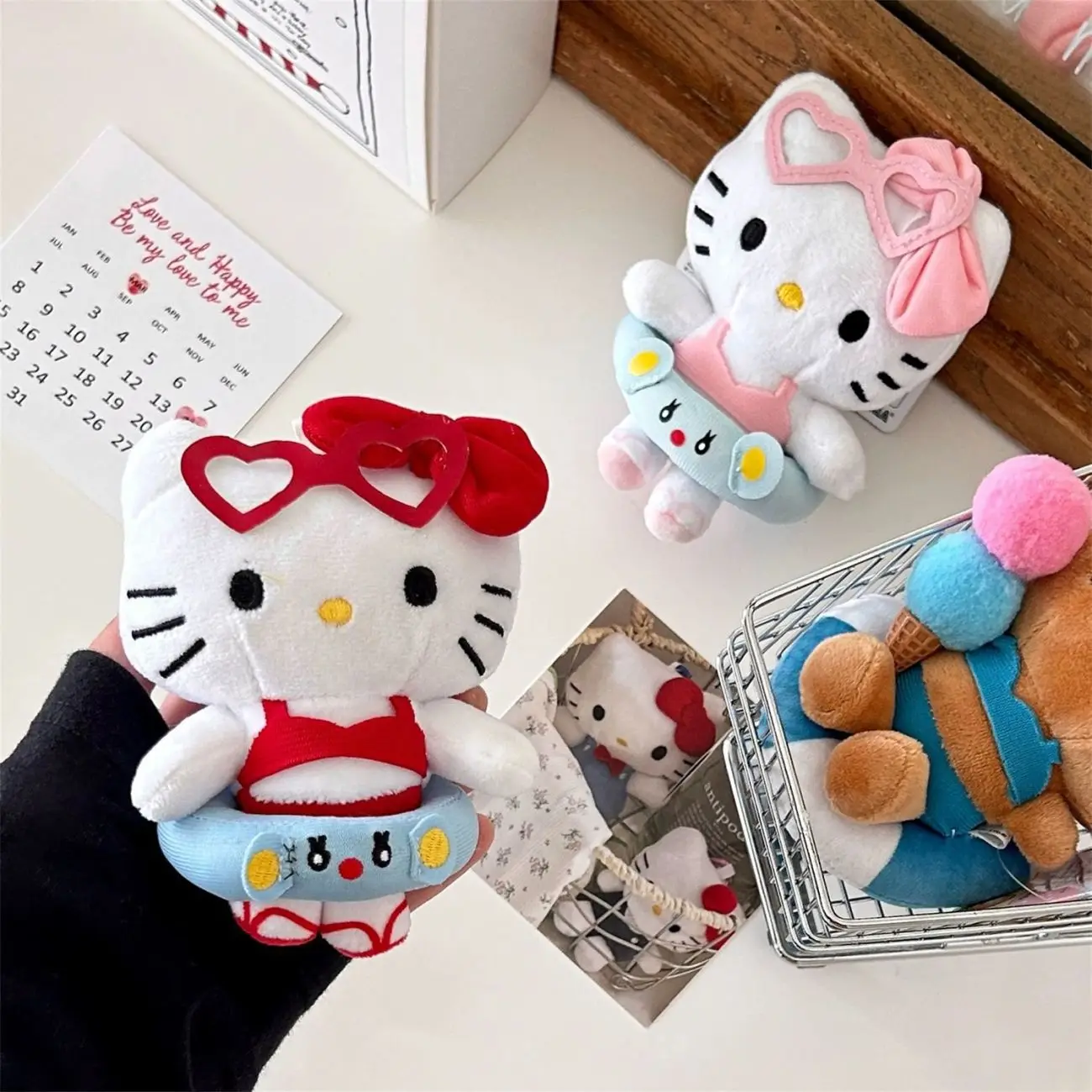

Милый плюшевый брелок Hello Kitty с шарфом, кукла-кошка в платье, подарок на день рождения для девочки, подвеска в форме ангела, украшение, рождественский подарок