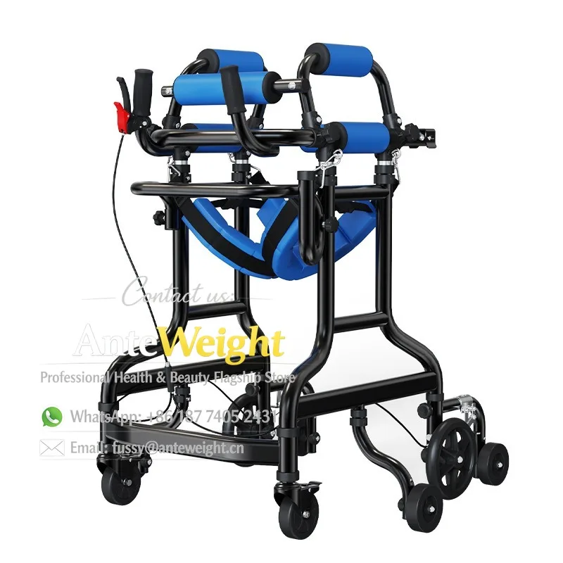 

4-Wheel Rehabilitation Walker for Adults, Standing Frame with Foot Pedals for Leg Training | Mobility Aid for Walking Recovery