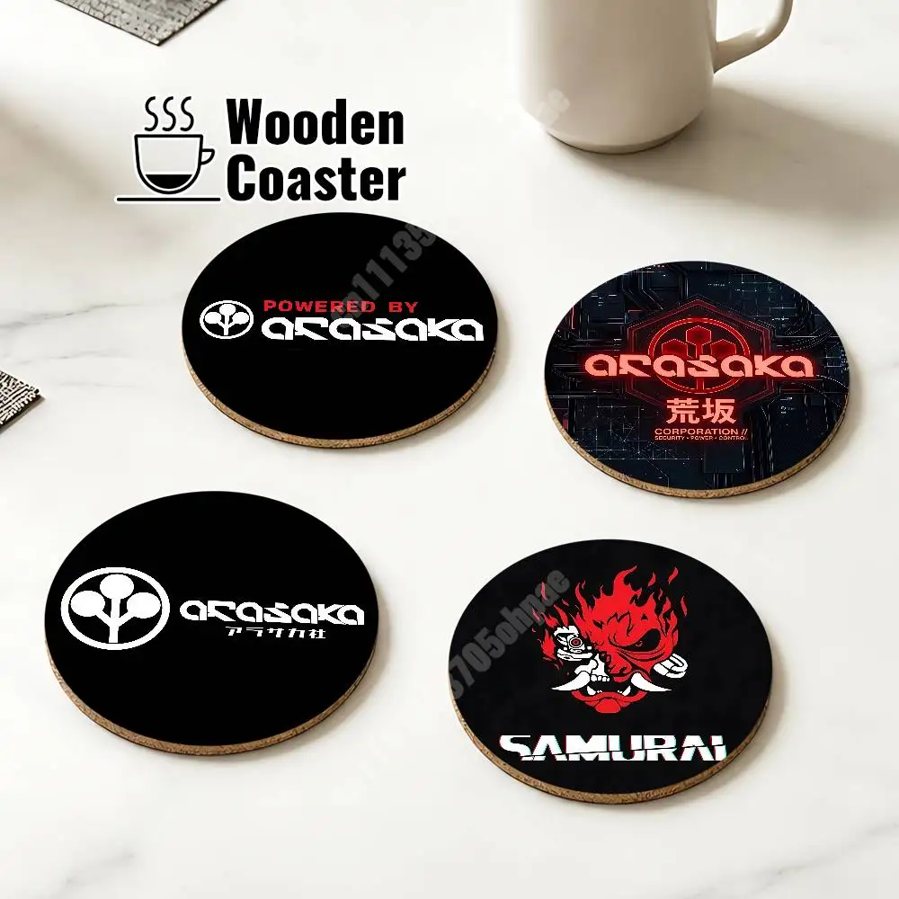 Arasaka Tower Corporation Wooden Cup Mat Americano Beer Milk Water Coaster for Baking Studio
