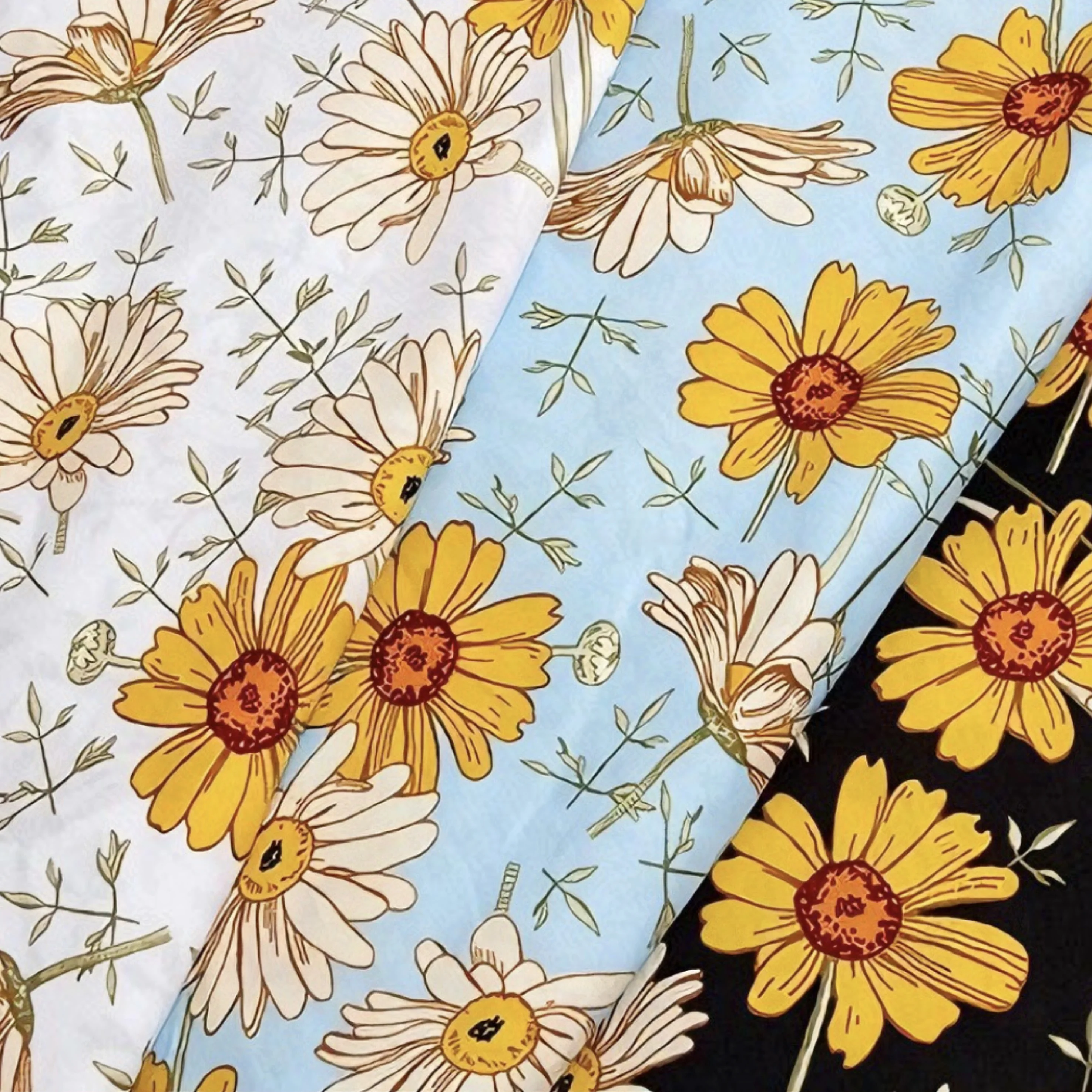 

Daisy Pattern Printed 100% Cotton Fabric Soft Breathable Woven Cloth for Women Dresses Blouses Skirts DIY Sewing Craft Material