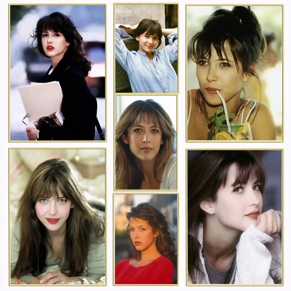 1PC French star Sophie Marceau classic movies poster Self-adhesive Art Waterproof Paper Sticker Coffee House Bar Room Wall Decor