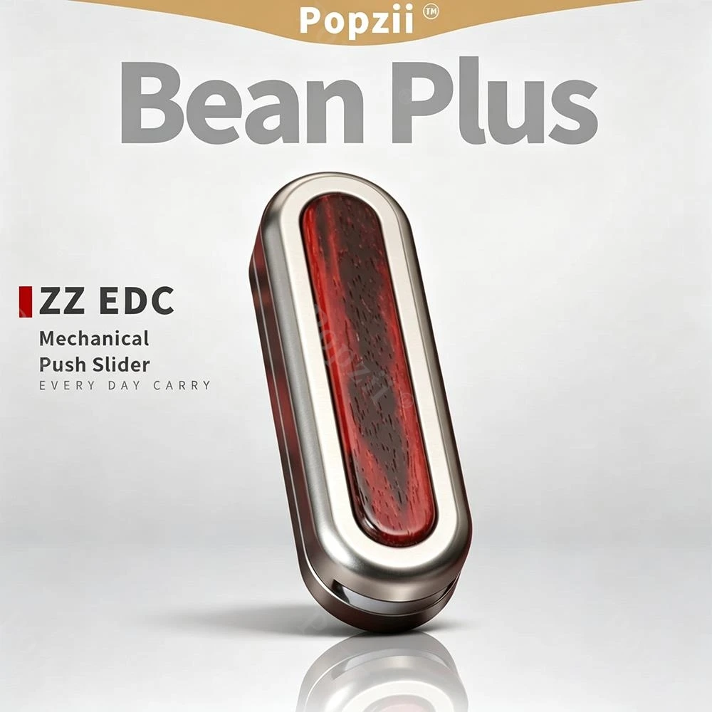 ZZ EDC Bean Plus Fidget Slider Stress Relief Toy Stainless Steel Push Slider Fidget Toys Adults Anxiety Relief Gadgets