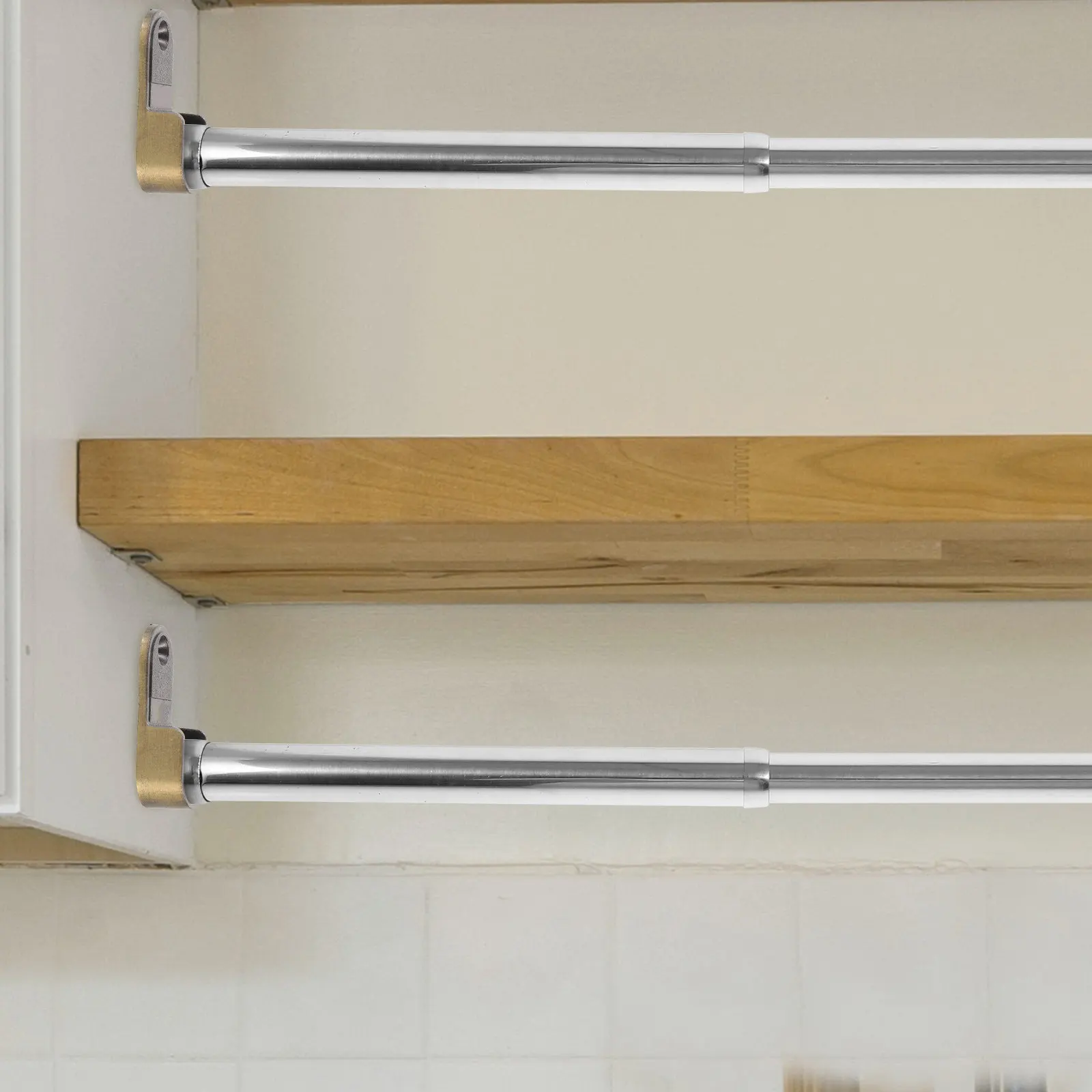 1Set Closet Pole Socket Aluminum Alloy Rod Holders Stable 2-Hole Brackets for Wardrobe Bathroom Clothes Shop Storage