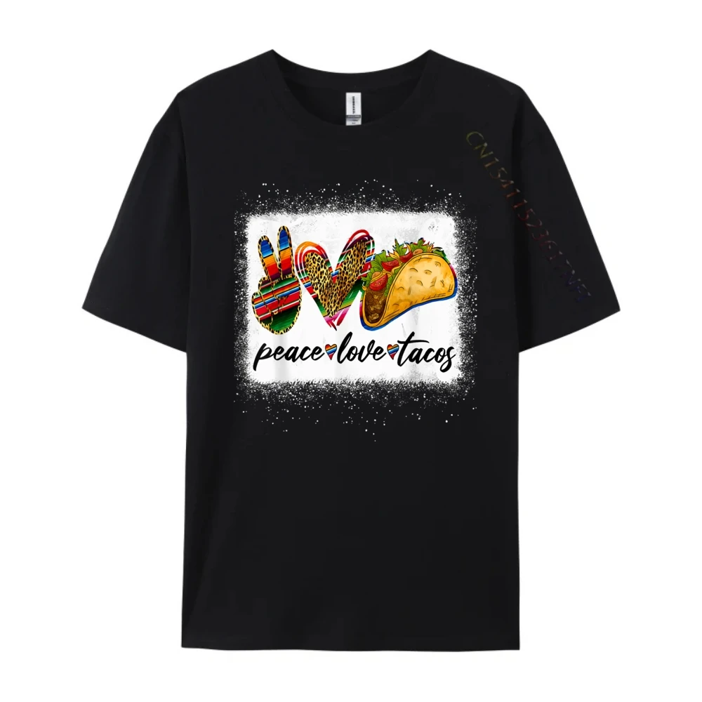 Peace Love Tacos Shirt Cute Taco Tuesday Mexican Food Lovers Grey Shirt Graphic Tee Fall Short Sleeve T-Shirt Men Gothic Style