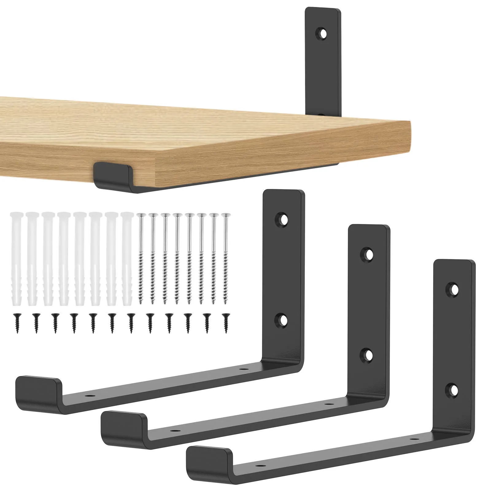 

4 Pcs Heavy Duty 9inch Shelf Brackets Metal Floating L Shelf Bracket with Mounting Hardware for Floating Shelves
