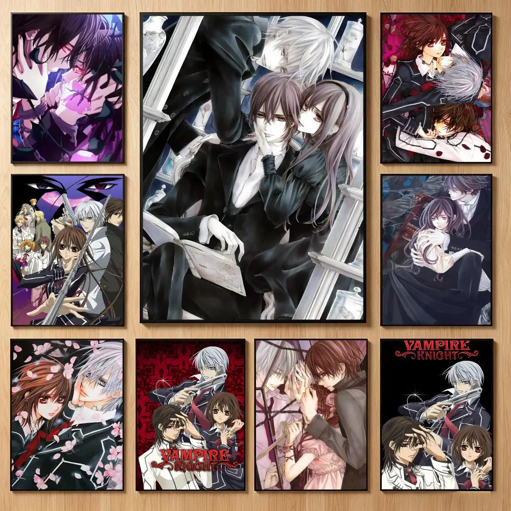 Romantic Fantasy Anime V-Vampire Knight Poster Classic Self-Adhesive PP Wall Sticker for Living Room Bar Decor Gift