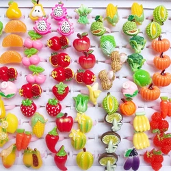 5pcs/Lot Cute Children's Cartoon Rings Glitter Flower Fruit Shape Plastic Adjustable Ope Excluding boxes