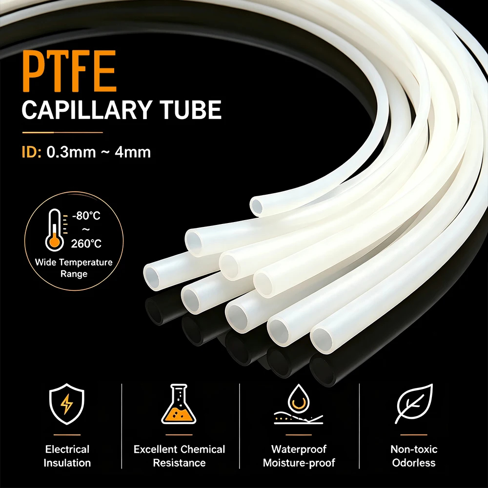 PTFE tube capillary semi transparent fine hose High-Quality Electrical Insulation Material Multiple sizes Temperature Corrosion