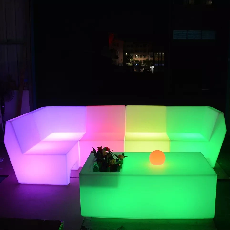 Table And Chairs Plastic Strip Urban Outdoor Nightclub Modern Led Touch Restaurant Bar Led Light Up Furniture