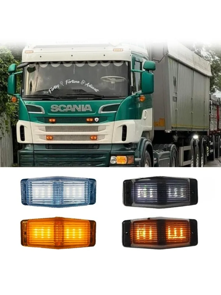1PC/2PCS 24V ambre blanc LED marqueur lumière avant gril Double brûleur pôle indicateur lampe pour Scania Volvo Man Benz camion camion E6