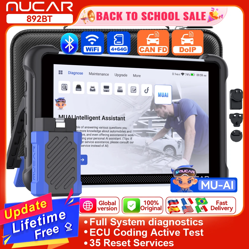MUCAR 892BT AI-Assisted Bi-Directional Scan Tool Full System OBD2 Scanner Diagnostic Tool ECU Coding 35 Services With CANFD DOIP